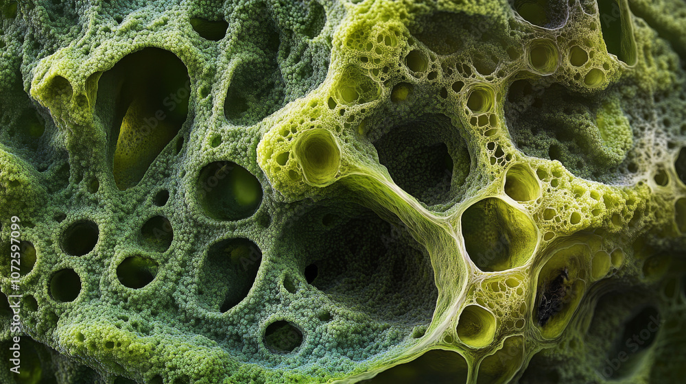 3D Rendering of Cellular Structure, Green, Abstract, Organic, Biology 3D Rendering of Cellular Structure, Green, Abstract, Organic, Biology