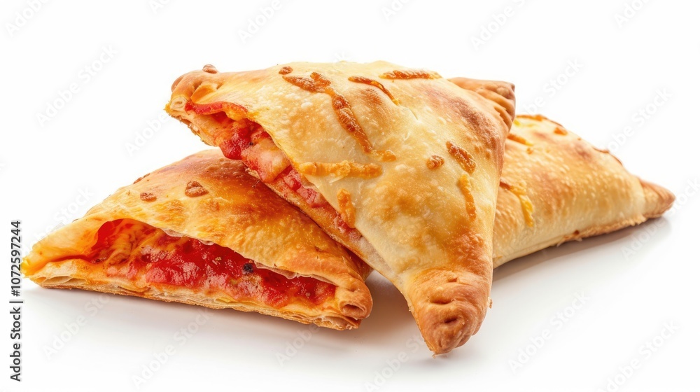 Isolated white background pizza pocket snacks Isolated white background pizza pocket snacks