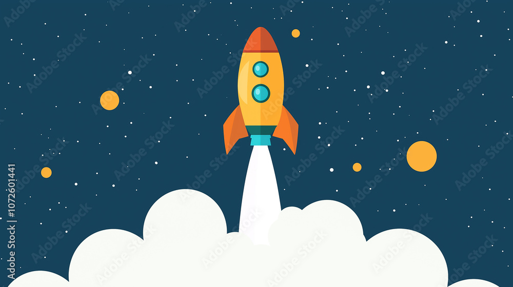 A dynamic rocket ascends through the cosmic expanse, representing the exciting growth ambitions of modern enterprises A dynamic rocket ascends through the cosmic expanse, representing the exciting growth ambitions of modern enterprises