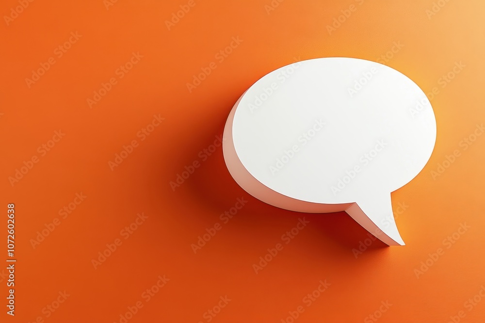 White Speech Bubble on Orange Background White Speech Bubble on Orange Background