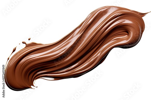 Chocolate Smear Isolated, Melted Chocolate Texture on White Background, Chocolate Sauce Pattern