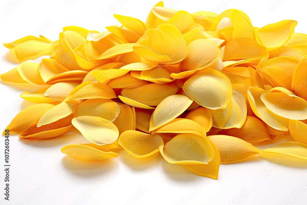 Yellow Petals Isolated, Sunflower Petal Pile Group, Orange Blossom Design, Yellow Petals on White Yellow Petals Isolated, Sunflower Petal Pile Group, Orange Blossom Design, Yellow Petals on White
