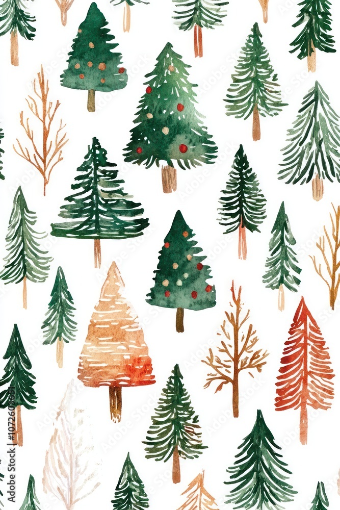 Hand Drawn Christmas Trees Card - Christmas greeting card with hand-drawn Christmas trees on a white background. Hand Drawn Christmas Trees Card - Christmas greeting card with hand-drawn Christmas trees on a white background.