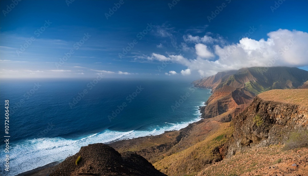 Obraz premium sao vicente coastline from monte verde cape verde