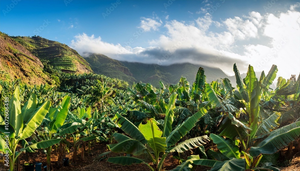 detail of a banana plantation at la palma detail of a banana plantation at la palma