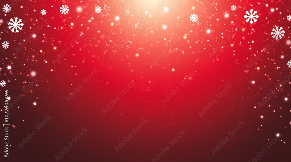 Christmas Illustration with Snowflakes on Red Gradient Background Christmas Illustration with Snowflakes on Red Gradient Background