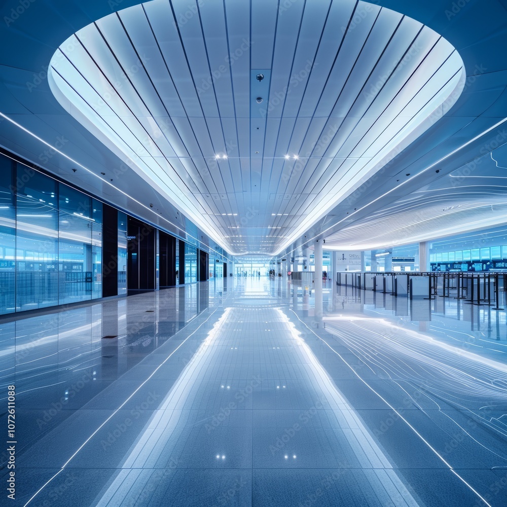 capturing a futuristic airport terminal with advanced check-in facilities capturing a futuristic airport terminal with advanced check-in facilities