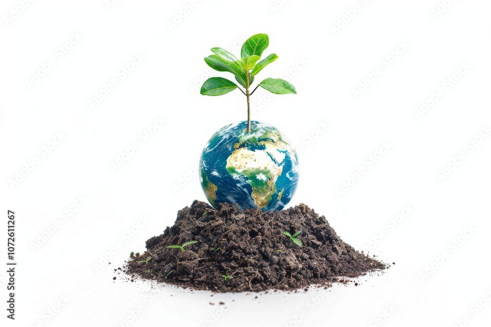 Earth Day concept with a symbolic message of investing in our planet, isolated a white background Earth Day concept with a symbolic message of investing in our planet, isolated a white background