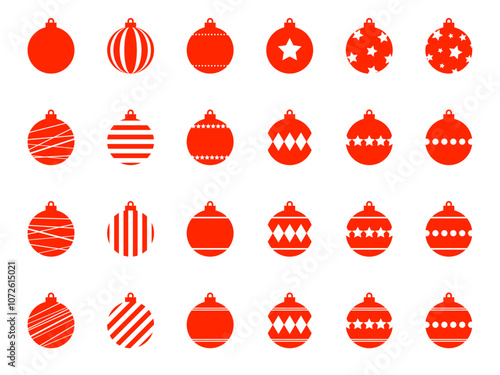 フラットクリスマスボールオーナメントマークフルセットA：赤
