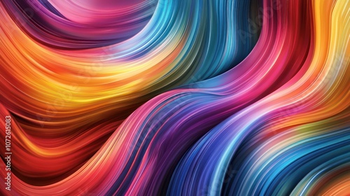 Rainbow Hues Flowing Lines Artwork - Colorful flowing lines in rainbow hues create a dynamic texture.