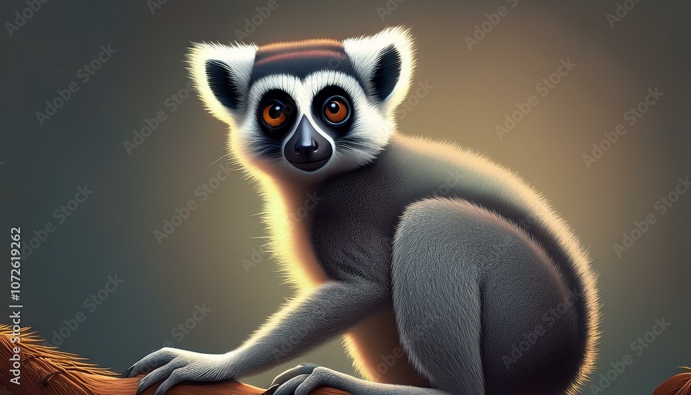 A curious lemur with large orange eyes stares intently at the camera, sitting on a branch with soft, warm light illuminating its fur. A curious lemur with large orange eyes stares intently at the camera, sitting on a branch with soft, warm light illuminating its fur.