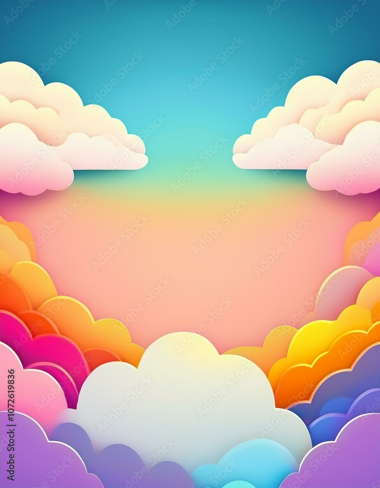 Dreamy paper clouds in a colorful sky. Dreamy paper clouds in a colorful sky.
