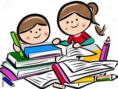 child reading a book, mom helping child with homework