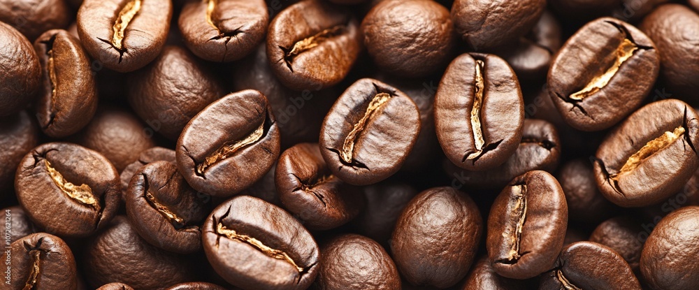Close-up of roasted coffee beans. Close-up of roasted coffee beans.