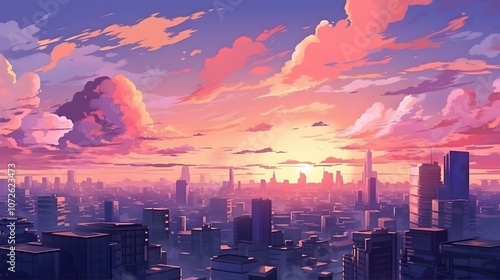 Sunset Sky, sity skyline