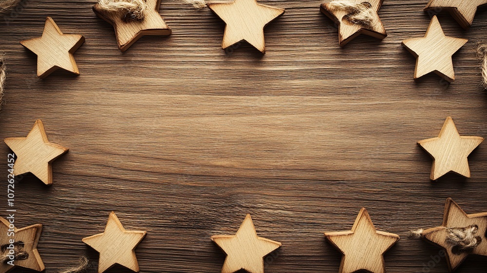 woode stars frame on wooden background woode stars frame on wooden background