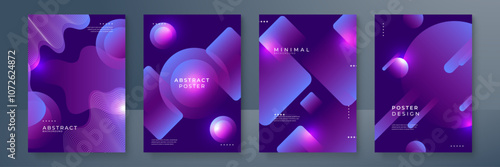 Set of Four Colorful Abstract Geometric Poster Designs