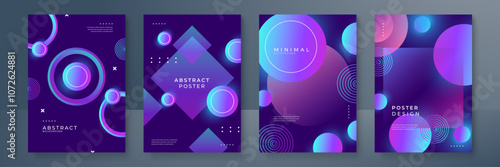 Set of Four Modern Abstract Gradient Poster Designs. A collection of four abstract posters. Perfect for creative projects, digital art, or modern decor.