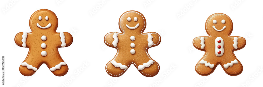 A gingerbread man with a bow tie isolated on transparent background A gingerbread man with a bow tie isolated on transparent background