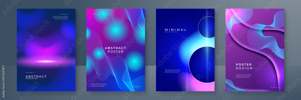 Fototapeta premium Modern Abstract Poster Collection With Geometric Shapes and Vibrant Colors