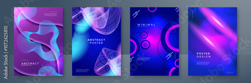 Set of Four Colorful Abstract Geometric Poster Designs