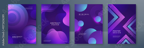 Modern Abstract Poster Set With Vibrant Gradient Designs