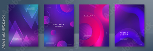 Modern Abstract Poster Collection With Geometric Shapes and Vibrant Colors