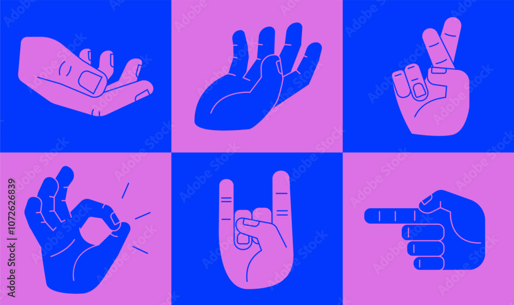 Gestures of hands showing non verbal elements of communication. Vector ...