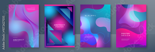 Modern Abstract Poster Collection With Geometric Shapes and Vibrant Colors