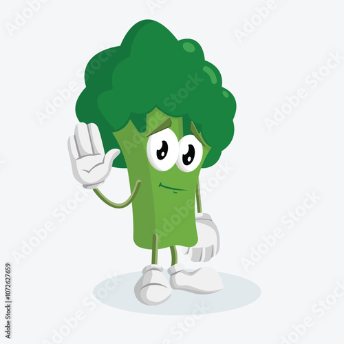 Brocoli Logo mascot goodbye pose