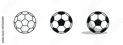 football or soccer ball icon set in different styles