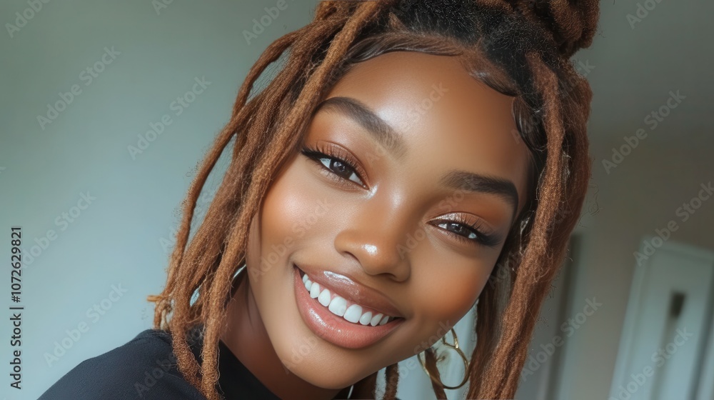 A woman with brown hair and a smile on her face. She is wearing a black shirt and has her hair in a bun A woman with brown hair and a smile on her face. She is wearing a black shirt and has her hair in a bun
