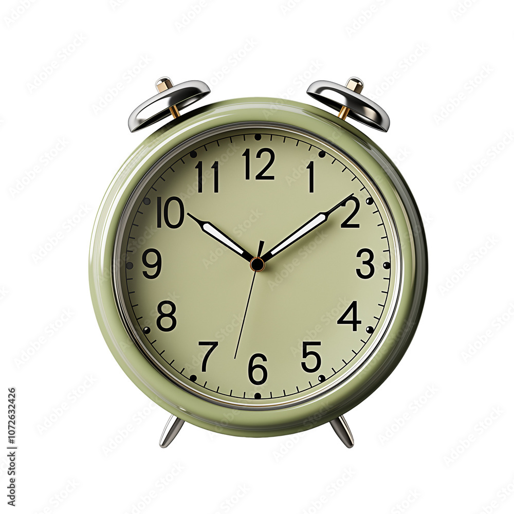 Green Alarm Clock Isolated On Transparent Background Green Alarm Clock Isolated On Transparent Background