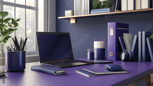 Wallpaper Mural Future Dusk Designed Workspace with Laptop and Stationery Accents for a Modern Aesthetic Torontodigital.ca