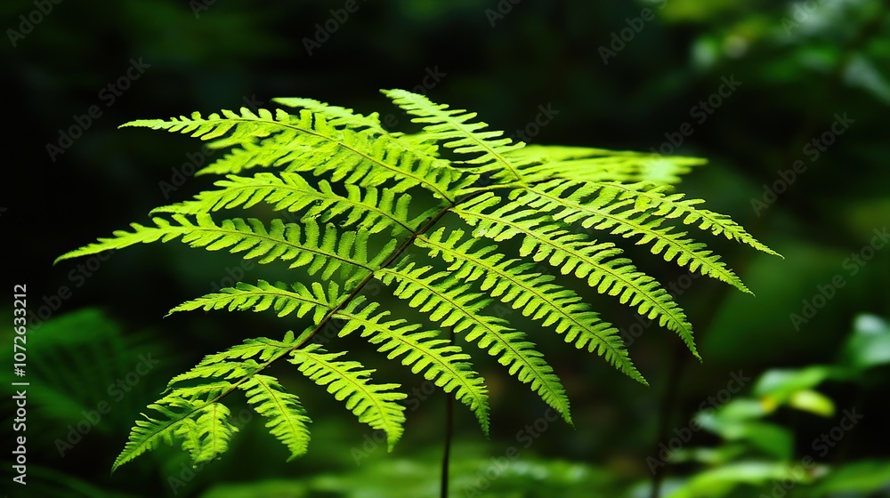 A fern in rain forest.Low key Dark lighting Nature background, green leaves in natural light and shadow, A fern in rain forest.Low key Dark lighting Nature background, green leaves in natural light and shadow,
