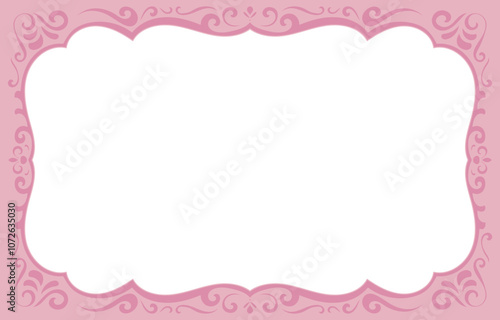 Vintage pink wedding card frame, free space for photos.