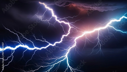 electric thunder lightning bolts against dark background dynamic natural energy concept