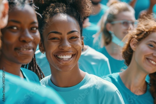 Diverse group of volunteers at a community charity event