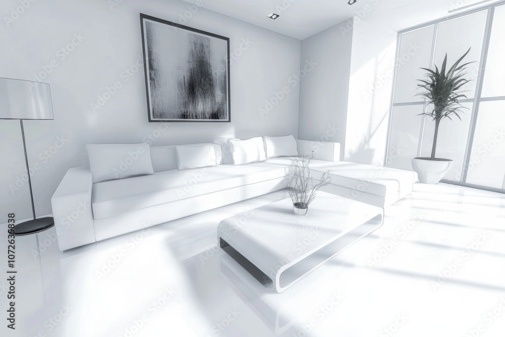 contemporary living room, white couch and coffee table, with minimalist decor and ample natural light contemporary living room, white couch and coffee table, with minimalist decor and ample natural light