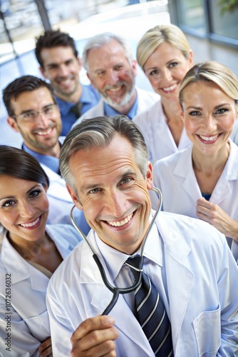 Group Of Smiling Doctors With Stethoscopes