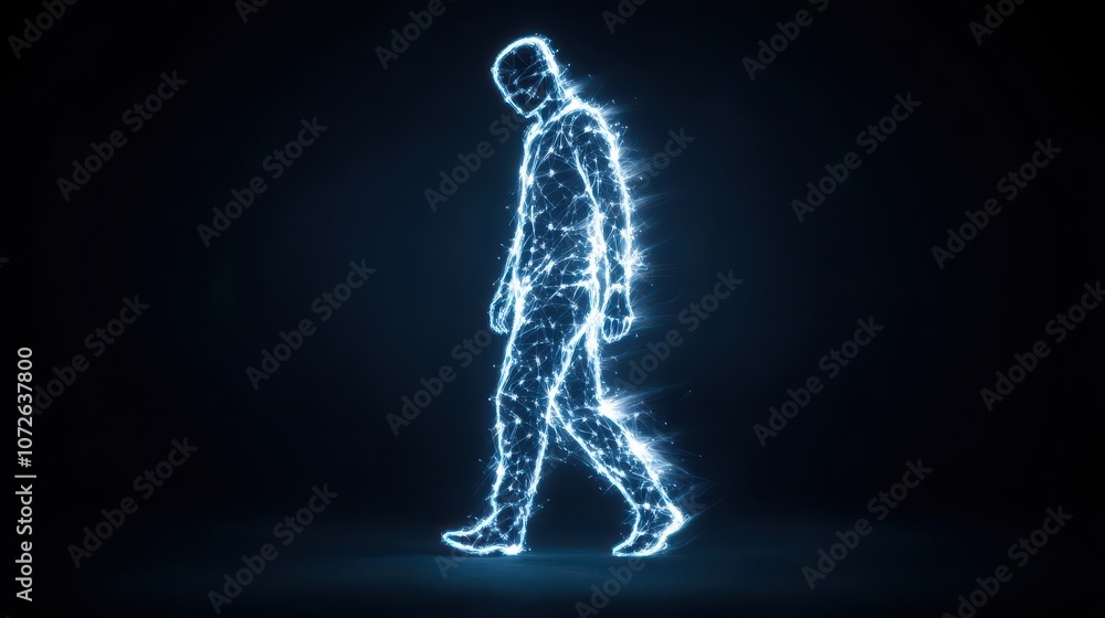 Fototapeta premium Explore the futuristic doctor icon created with blue glowing shapes for innovative healthcare solutions