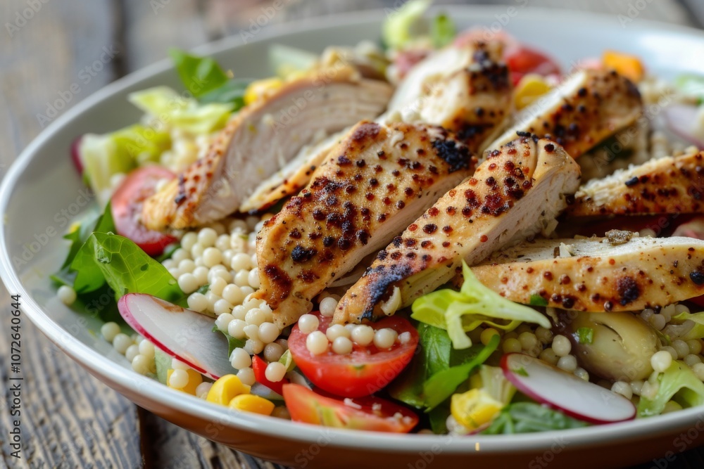 Mediterranean chicken salad with pearl couscous Mediterranean chicken salad with pearl couscous