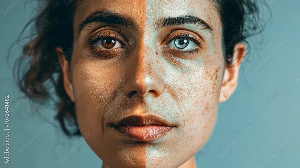 Half-Face Portraits Merged to Illustrate the Dual Nature of Human Expression Half-Face Portraits Merged to Illustrate the Dual Nature of Human Expression