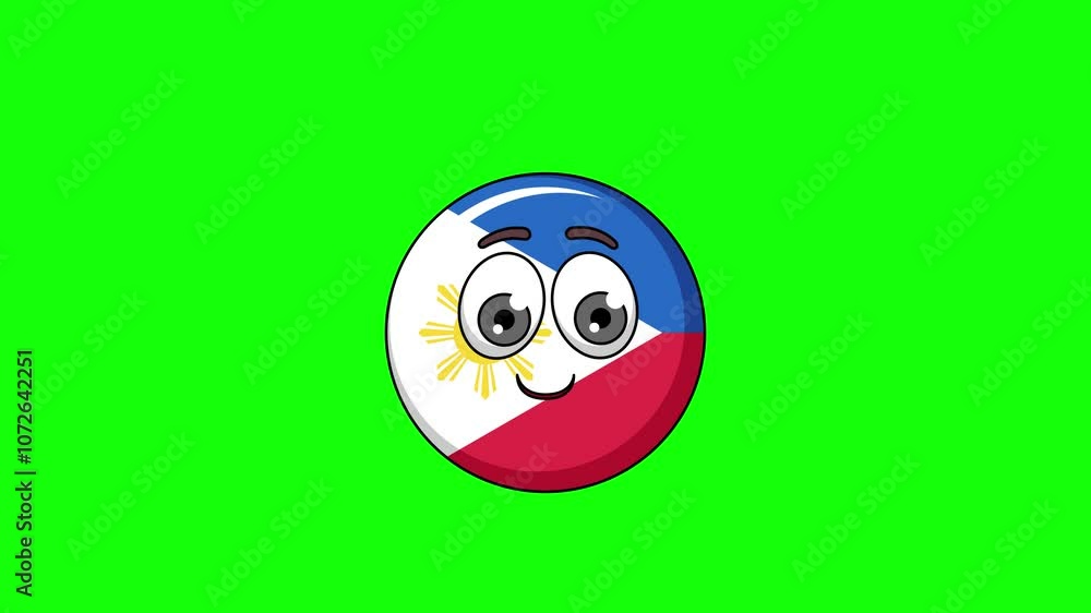 Philippines cartoon with a smiling face with heart eyes, emoji emoticon animation Philippines cartoon with a smiling face with heart eyes, emoji emoticon animation