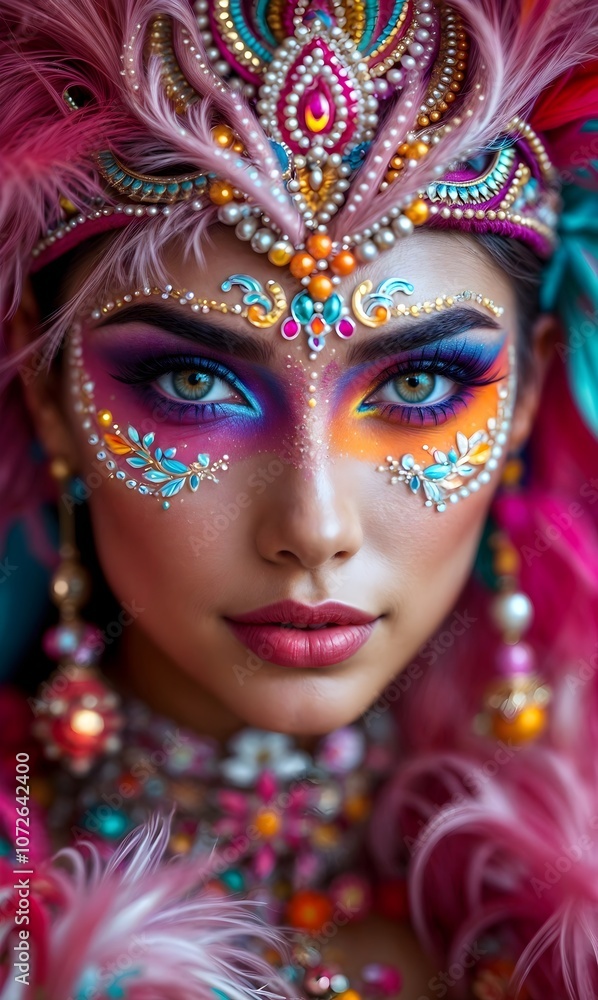 Portrait of an attractive woman dressed up to celebrate carnival Portrait of an attractive woman dressed up to celebrate carnival