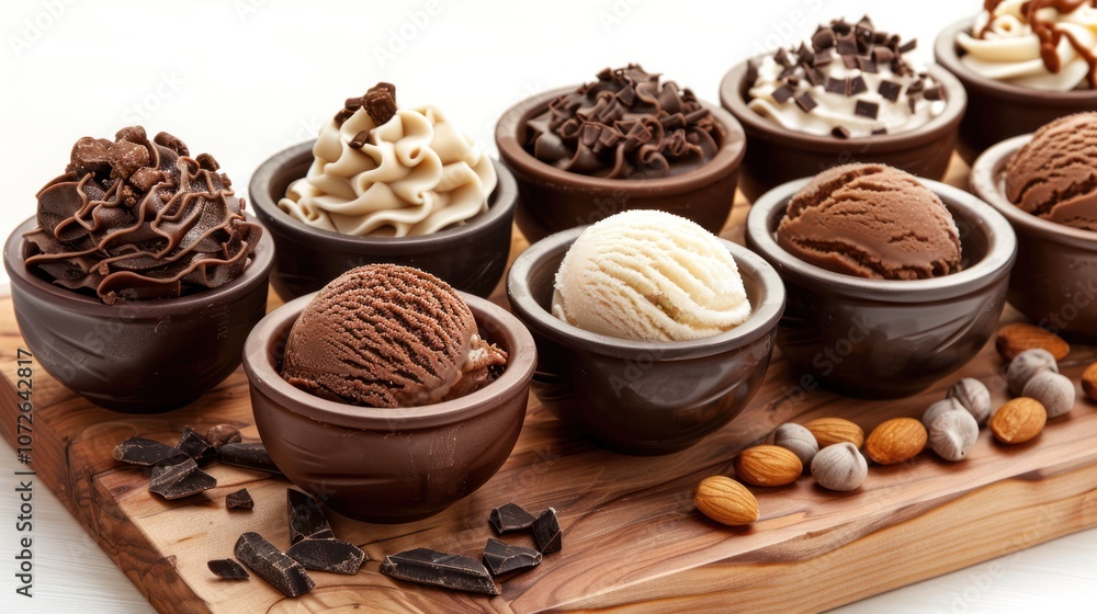 A creamy chocolate ice cream topped with a variety of crunchy nuts, creating a perfect blend of rich flavor and texture. The combination offers a delightful, indulgent treat for nut lovers. A creamy chocolate ice cream topped with a variety of crunchy nuts, creating a perfect blend of rich flavor and texture. The combination offers a delightful, indulgent treat for nut lovers.