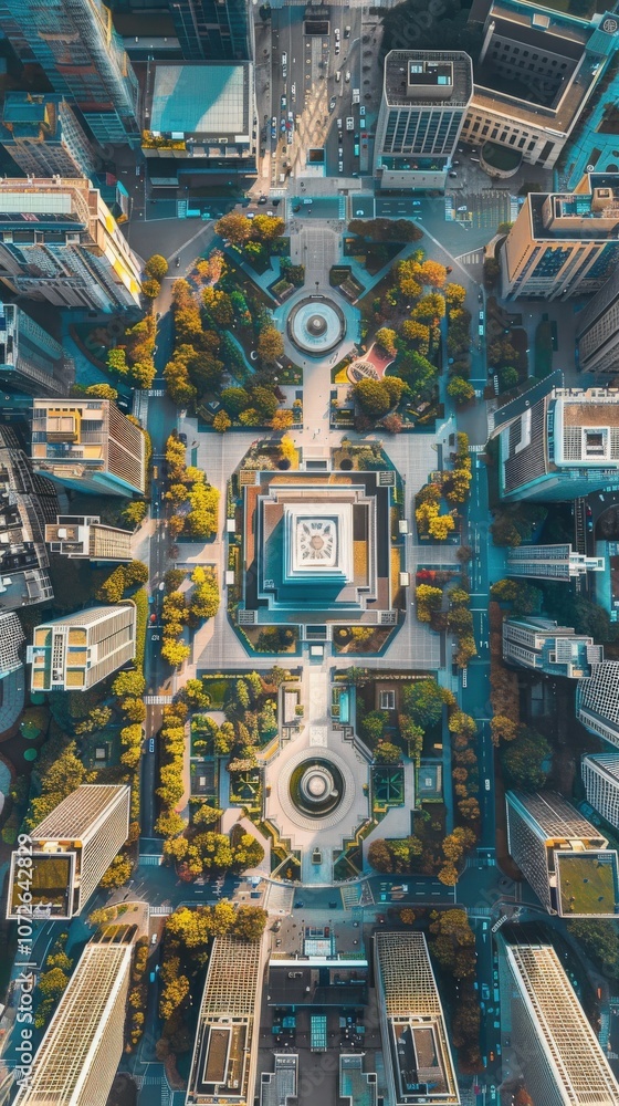 Obraz premium Aerial View of an Art Museum: Showcasing Its Cultural Significance in the Cityscape