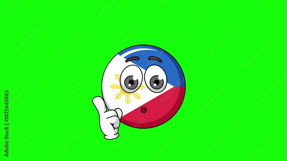 Animation of Philippines cartoon with a shushing face, finger over pursed lips Animation of Philippines cartoon with a shushing face, finger over pursed lips