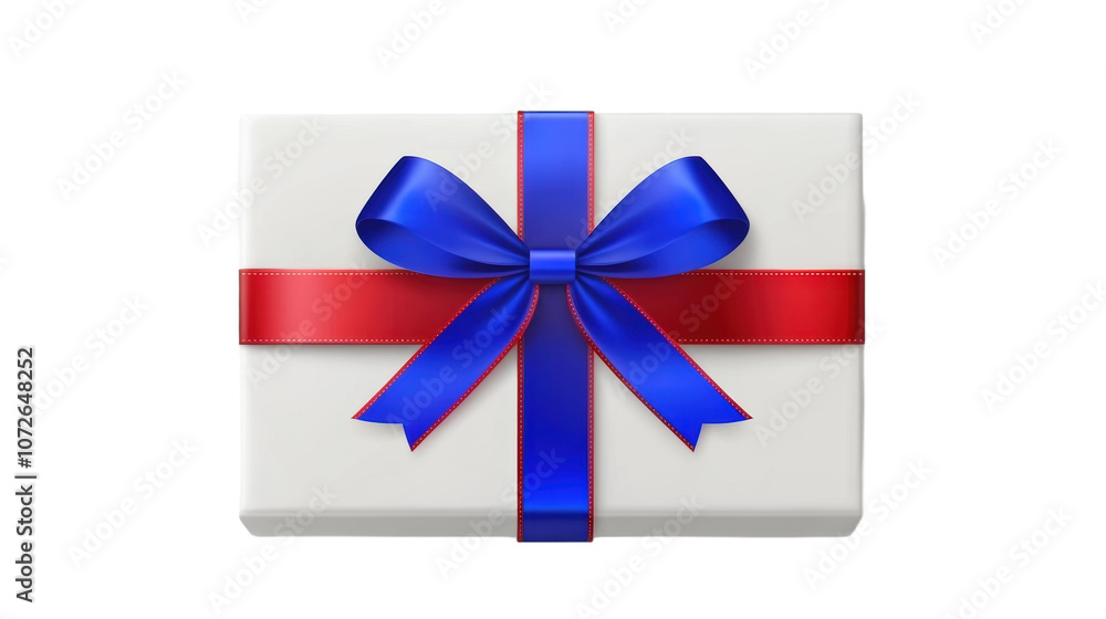Gift Box with Red Ribbon and Blue Bow Gift Box with Red Ribbon and Blue Bow