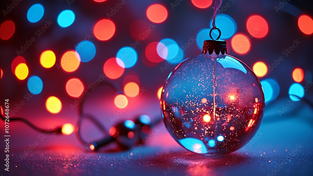 Obraz premium Sparkling Christmas Ornament with Bokeh Lights